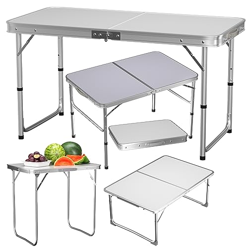 VickyHome Klappbarer Campingtisch 80x60x69CM Schwerlast-klappbarer Picknick-Bocktisch Schreibtisch mit Tragegriff, rechteckiger Leichter kommerzieller Klapptisch von VickyHome