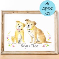 A5 - Haustier Portrait Handgemaltes Acryl Personalisierte Illustration 300Dpi Digitale Datei Weihnachtsgeschenk von VickyKuhnDesign