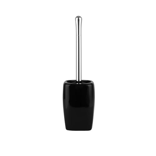 Toilet brush, Schwarz glänzende Keramik-Toilettenbürstenhalter-Set, bodenstehend, runder Bürstenkopf, WC-Bürste, Kunststoffbeschichtung, Griff, WC-Bürste,Toilet brush and holder set von Vickyliou