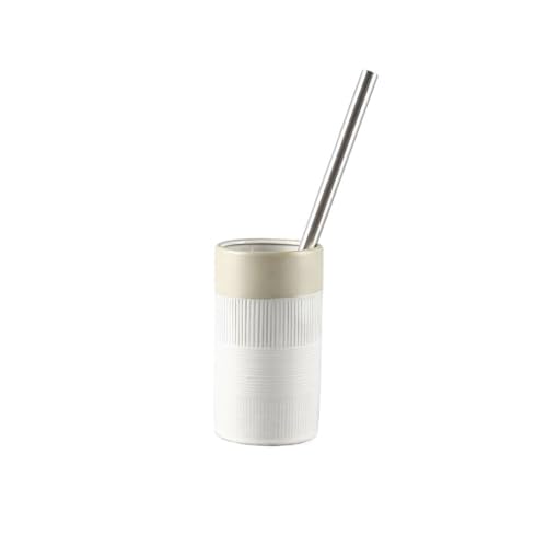 Toilet brush, Toilettenbürsten-Set aus Keramik mit Linienmuster, schwarzer Bürstenkopf, Toilettenbürste, Edelstahl-Bürstengriff, Toilettenbürste,Toilet brush and holder set von Vickyliou