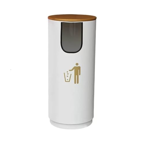 Trash can with lid, Abfallbehälter for den Innen- und Außenbereich, zylindrische Abfallbehälter aus Metall mit Deckel,Outdoor Trash can(White,L) von Vickyliou