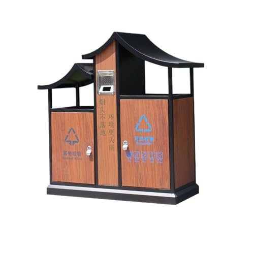 Trash can with lid, Abfallbehälter mit Zwei Fächern for den Außenbereich for Recycling im Garten und Hof,Outdoor Trash can(Brown) von Vickyliou