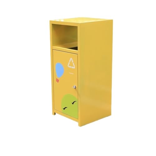 Trash can with lid, Cartoon-Mülleimer for den Außenbereich, großer quadratischer Mülleimer for Spielplatz und Schule,Outdoor Trash can(Yellow) von Vickyliou
