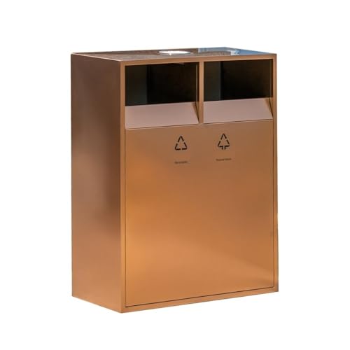 Trash can with lid, Edelstahl-Mülleimer, kommerzieller Mülleimer for den Außenbereich for die Öffentlichkeit,Outdoor Trash can(Gold,L) von Vickyliou