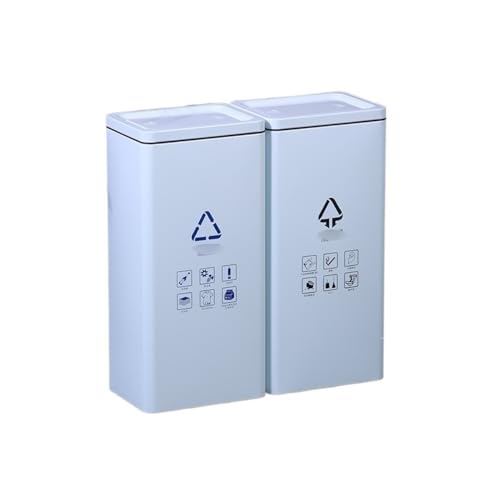 Trash can with lid, Edelstahl-Wertstofftonne mit Nass-/Trockentrennung for den gewerblichen Einsatz,Outdoor Trash can(White,L) von Vickyliou