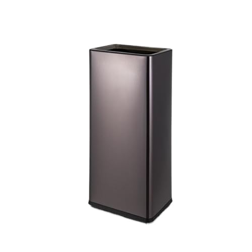 Trash can with lid, Edelstahl Wischen Gerade Wurf Mülleimer Büro Lobby No-Touch Lagerbehälter,Outdoor Trash can(Black Gold,L) von Vickyliou