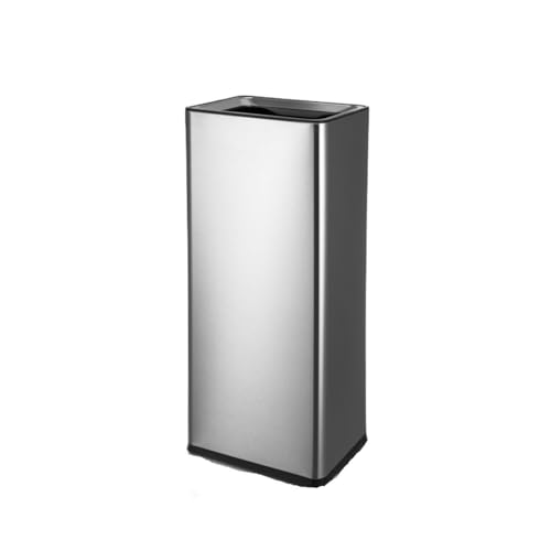 Trash can with lid, Edelstahl Wischen Gerade Wurf Mülleimer Büro Lobby No-Touch Lagerbehälter,Outdoor Trash can(Silver,L) von Vickyliou