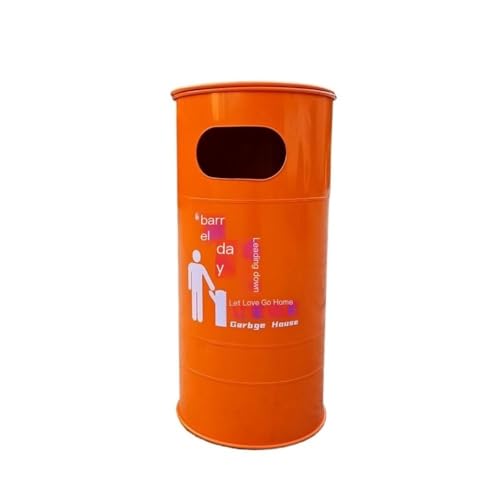 Trash can with lid, Eisen Kreativer Mülleimer Moderne Mode Kleiner Mülleimer Mehrfarbig,Outdoor Trash can(Orange) von Vickyliou