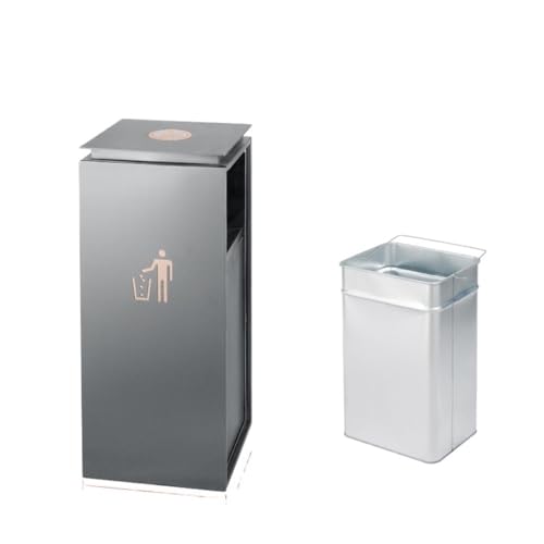 Trash can with lid, Hotel kommerziellen Edelstahl mülleimer vertikale Lobby Aufzug Eingang Hotel gewidmet,Outdoor Trash can(Black,S) von Vickyliou