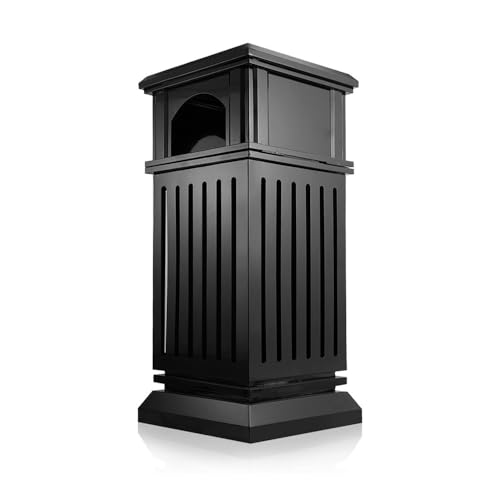 Trash can with lid, Kommerzieller Mülleimer aus verzinktem Stahl for den Innen- und Außenbereich – Schwarz,Outdoor Trash can von Vickyliou