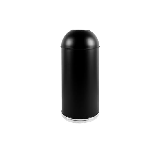 Trash can with lid, Kommerzieller Mülleimer for Büro, Fitnessstudio, Café – runder Mülleimer aus Edelstahl,Outdoor Trash can(Black,M) von Vickyliou