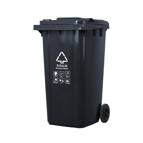 Trash can with lid, Mülleimer mit Deckel for den Außenbereich – langlebiger, klassifizierter Mülleimer for Gemeinden,Outdoor Trash can(Black,L) von Vickyliou