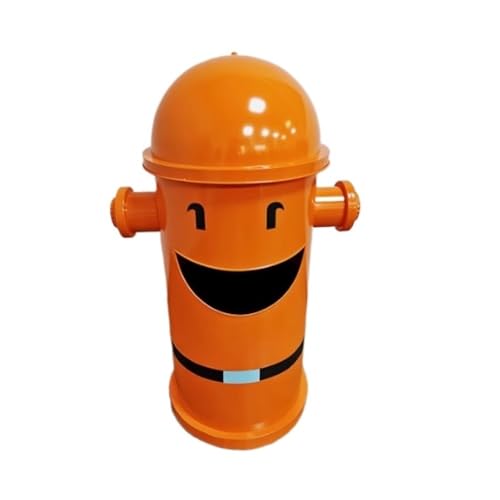 Trash can with lid, Smiley-Mülleimer im Industriestil – großes kreatives Dekorationshandwerk aus Eisen,Outdoor Trash can(Orange) von Vickyliou