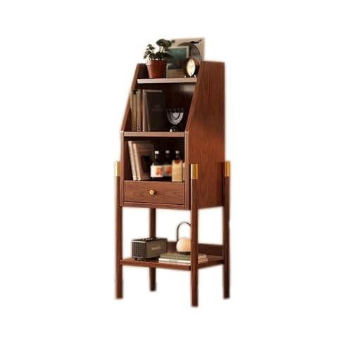 Vickyliou Book Shelf, Offenes Bücherregal mit hohen Füßen und Schublade, mehrschichtiges Bambus-Aufbewahrungsregal, for Bürobücher, Studienbedarf, Organisationsregal,Bookshelf von Vickyliou