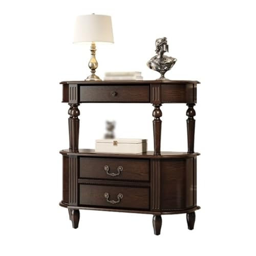 Vickyliou Entrance Table， Bauernhaus-Konsolentisch mit 3 Schubladen, rustikaler Eingangstisch aus Holz,Console Table with Storage(Black,S) von Vickyliou