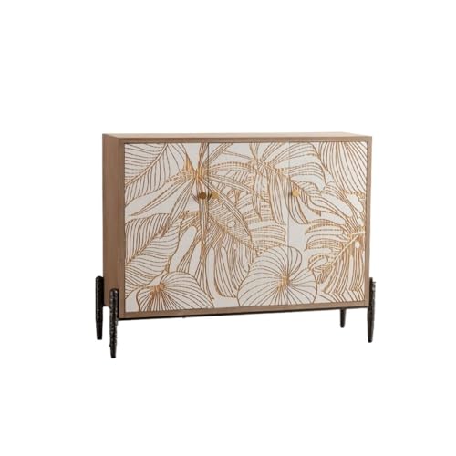 Vickyliou Entrance Table， Massivholz-Eingangsschrank mit geschnitztem Muster – Rustikales Sideboard zur Aufbewahrung als Wohndekor,Console Table with Storage von Vickyliou