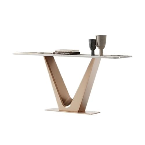 Vickyliou Entrance Table， Moderner Konsolentisch aus Kunstmarmor mit Sensorlicht und Metallfuß for den Eingangsbereich,Console Table with Storage(Gold,L) von Vickyliou