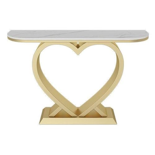 Vickyliou Entrance Table， Moderner Konsolentisch mit Kunstmarmorplatte for Eingangsbereich und Wohnzimmer,Console Table with Storage(Gold,L) von Vickyliou
