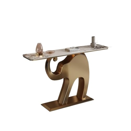 Vickyliou Entrance Table， Moderner Konsolentisch mit Kunstmarmorplatte und goldenem Fuß for Flur und Wohnzimmer,Console Table with Storage(L) von Vickyliou