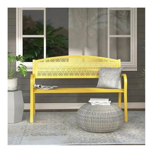 Vickyliou Park Benches for Outside， Gartenbank aus Metall for den Außenbereich – Stilvolles Terrassensofa aus Stahl for Parks und Gärten ，Outdoor Benches(Yellow) von Vickyliou