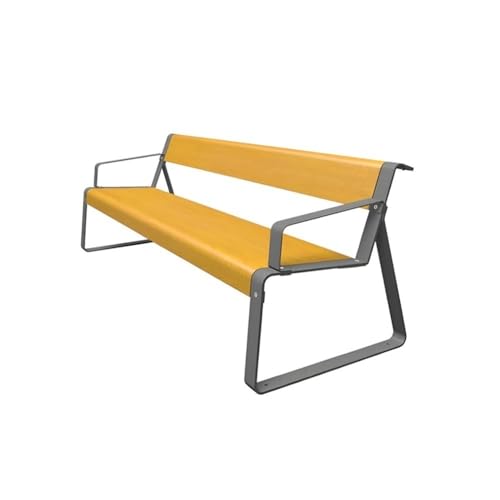 Vickyliou Park Benches for Outside， Parkbank aus Edelstahl mit Rückenlehne, langlebige Gartenbank aus Eisen for den Außenbereich ，Outdoor Benches(Yellow,150cm) von Vickyliou