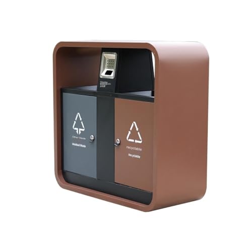 Vickyliou Trash can with lid, Edelstahl-Mülleimer for den Außenbereich, Doppelfässer mit großer Kapazität for den Park,Outdoor trash can(Brown) von Vickyliou