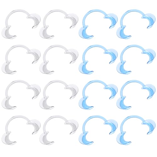 Vicloon 16Pcs Mundöffner Spiel Weihnachten, Wangenhalter Fuer Mundöffner Challenge, Dental C-Form Mundöffner für Weihnachten Partyspiele und Zahnaufhellung（Blau + Transparent） von Vicloon