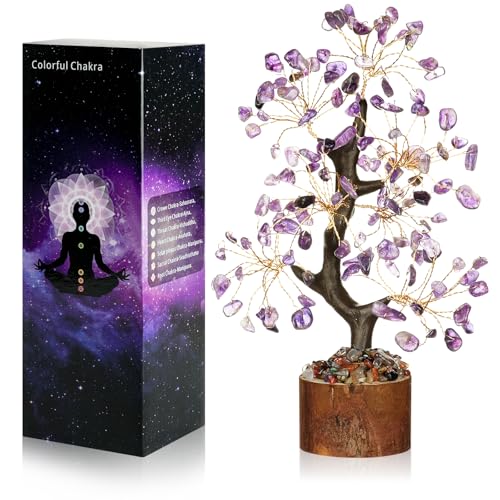 Vicloon Amethyst Kristallbaum, Heilende Kristalle Geldbaum, Natürlichen Kristalle Feng Shui Deko, Bonsai Baum Dekoartikel, Dekoration zu Hause oder im Büro, Glücksbringer Geschenke von Vicloon
