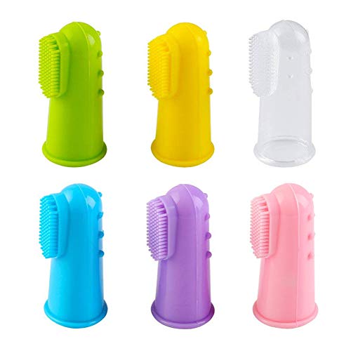 Vicloon Baby Zahnbürste Finger, 6 Stück Baby Silikon Fingerzahnbürste, Beruhigen und Stimuliert das Zahnfleisch,Baby Kindermundpflege,Fingerzahnbürste Baby für 6-18 Monate von Vicloon