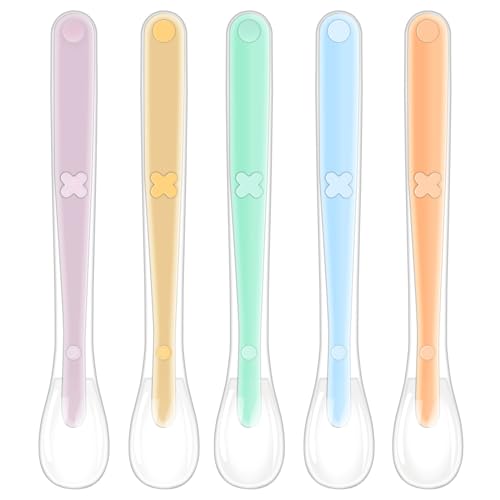 Vicloon Babylöffel, 5 Stück Baby Fütterlöffel aus Extra Weich Silikon, BPA Frei, Breilöffel Lang, Säugling Beikost Esslöffel für Baby & Kleinkind Säugling Kinder ab 4 Monate von Vicloon