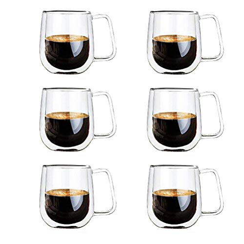 Vicloon Cafissimo Espresso Latte Glastassen,Doppelwandig Kaffee- Tee-Glas,Macchiato Tassenset Glas (6PCS) von Vicloon