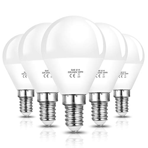 Vicloon E14 LED Lampe G45, E14 LED Birne 6W ersetzt 40W Glühlampen, 600 Lumen, 3000K Warmweiß, AC 220V-240V, Nicht Dimmbar E14 Energiesparlampe, 270° Strahlwinkel LED Globe Leuchtmittel, 5er-Pack von Vicloon