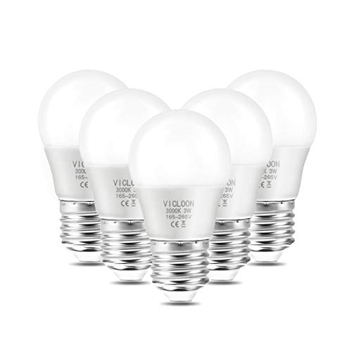 Vicloon E27 LED Lampe, 5er-Pack G45 LED Birne 3W ersetzt 25W Glühlampen, 280 Lumen, 3000K Warmweiß, AC 220V-240V, Nicht Dimmbar E27 Energiesparlampe, 270° Strahlwinkel LED Globe Leuchtmittel von Vicloon