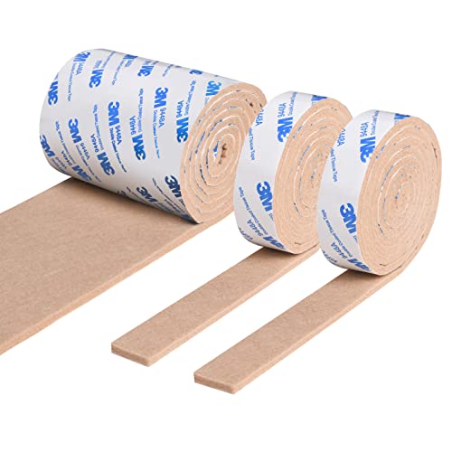 Vicloon Filzgleiter Selbstklebend, 3 Rollen Filz Selbstklebend(120 * 10cm *1er / 120 * 2cm *2er), Starke Filzstreifen Stühle und Möbelfüße, Schneiden Sie Jede Form, Braune Möbelgleiter von Vicloon