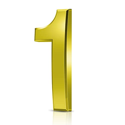 Vicloon Hausnummer, 1 in Gold Acryl Hausnummer,Höhe 7.5cm, Selbstklebende Haus-Nummer, für Tür, Briefkasten, Außen, Anti-Friktion, Wetterfest von Vicloon