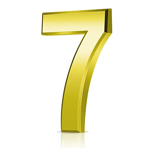 Vicloon Hausnummer, 7 in Gold Acryl Hausnummer,Höhe 7.5cm, Selbstklebende Haus-Nummer, für Tür, Briefkasten, Außen, Anti-Friktion, Wetterfest von Vicloon