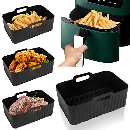 Vicloon Heißluftfritteuse Korb,Silicone Air Fryer Basket mit Griff(19.5CM),leicht zu reinigen,Heißluftfritteuse Zubehör for Ninja Foodi DZ201 DZ401,Ofenzubehör Küchenwerkzeug -Schwarz von Vicloon