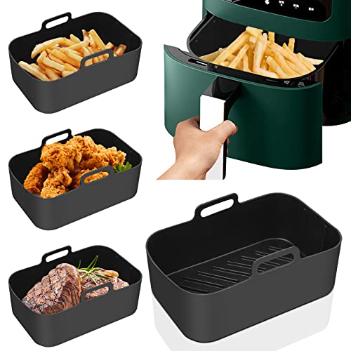 Vicloon Heißluftfritteuse Korb Silikon,Silikon Air Fryer Liner mit Griff,leicht zu reinigen,Heißluftfritteuse Zubehör for Ninja Foodi DZ201 DZ401,Ofenzubehör Küchenwerkzeug von Vicloon