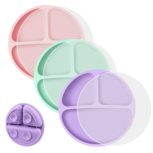 Vicloon Kleinkindteller, 3 Stück Silikon-Babyteller, BPA-freie Saugteller mit Deckel für Babys und Kleinkinder, Saugtellerfunktion, Tellerdesign Kleinkindteller mikrowellen- und spülmaschinenfest Vicloon Kleinkindteller, 3 Stück Silikon-Babyteller, BPA-freie Saugteller mit Deckel für Babys und Kleinkinder, Saugtellerfunktion, Tellerdesign Kleinkindteller mikrowellen- und spülmaschinenfest von Vicloon
