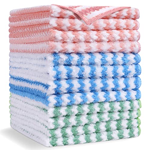 Vicloon Küche Putzlappen, 12 Stück Mikrofaser Reinigungstücher Ultra Saugfähig Wiederverwendbar Lappen,Universal Reinigungstücher für Küche, Badezimmer, Auto-30x30cm(Mehrfarbig) von Vicloon