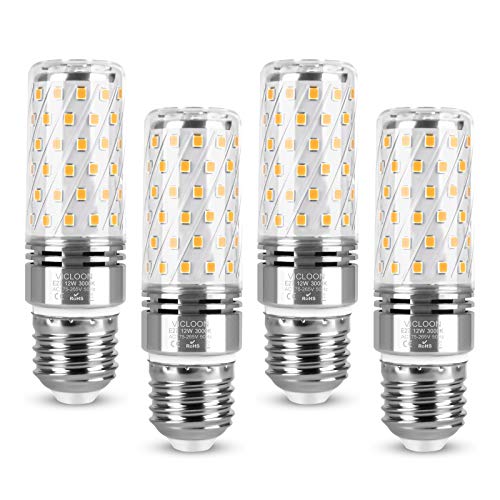 Vicloon LED Mais Glühbirnen, 12W E27 Mais Birnen mit 84 LEDs, 1400LM Entspricht 100W Glühbirnen, Warmweiß 3000K, Groß Abstrahlwinkel 360°, Kein Flackern, Led Leuchtmittel, 4er-Pack von Vicloon