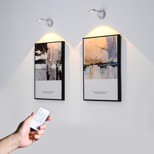 Vicloon LED Wandleuchte Innen,2 Stück Touch Control Wandlampen,3 Farbmodi 360°Dimmbar Wandleuchten,Kabellose Wandleuchten mit Bewegungsmelder für Kunstausstellungshalle Schlafzimmer Flur -Weiß von Vicloon