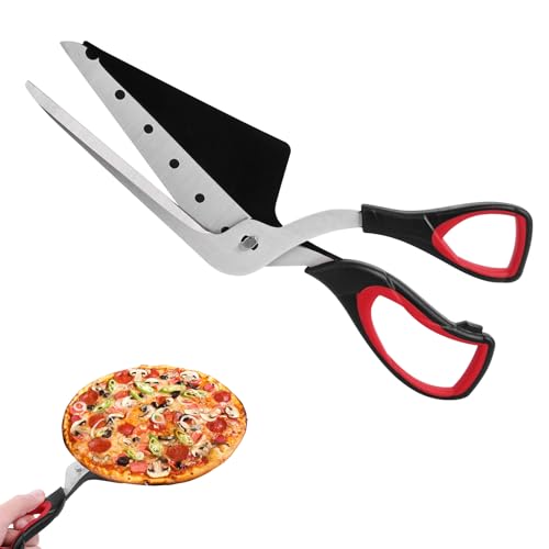 Vicloon Pizzaschere, Pizzaschneider mit Scharfer Klingen, Pizza Schere Abnehmbarem, Mehrzweck-Küchenschere aus lebensmittelechtem Edelstahl mit Weichem Griff, 27 CM, Schwarz Rot von Vicloon