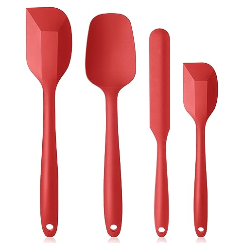 Vicloon Silikon Küchenhelfer, 4 PCS Silikon Spatel Set, Hitzebeständig Antihaft Silikon spatel,Küche Spatula für Kochen und Backen (Rot) von Vicloon