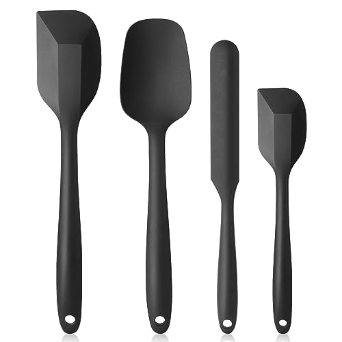 Vicloon Silikon Küchenhelfer, 4 PCS Silikon Spatel Set, Hitzebeständig Antihaft Silikon spatel,Küche Spatula für Kochen und Backen (Schwarz) von Vicloon