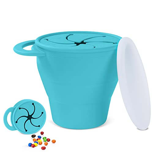 Vicloon Snack Becher, Snackbecher Silikon, Praktische Aufbewahrung Greifbox mit Deckel Cup, Snack Becher Für Babys Und Kleinkinder (Blau) von Vicloon