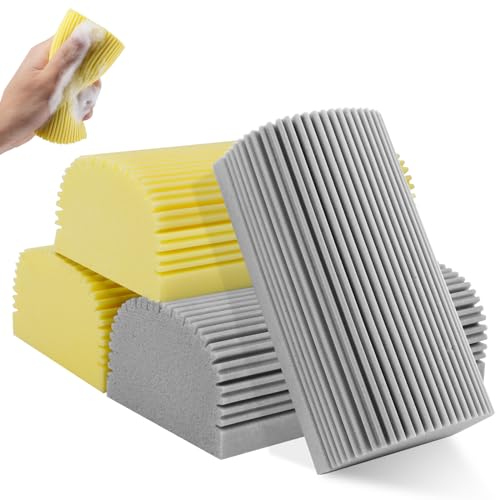 Vicloon Staubschwamm Damp Duster Sponge, 4 Stück Staubschwämme Duster Schwamm mit Rillen, Staubreinigungsschwamm Damp Dust Clean Putzschwamm für Glas, Spiegeln, Jalousien, Sofas, Geländern von Vicloon