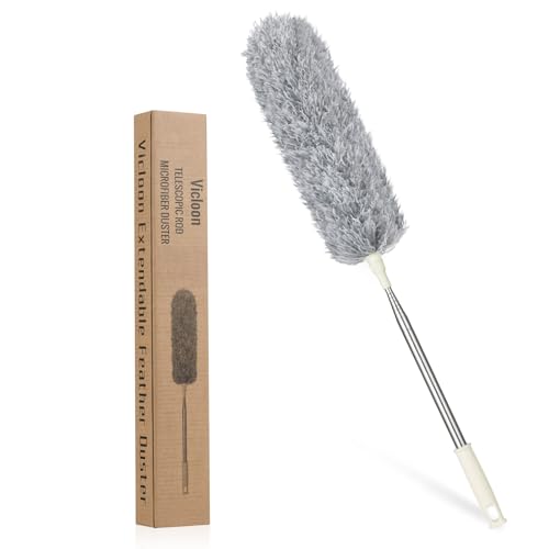 Vicloon Staubwedel Teleskop, Staubwischer Mikrofaser Bis 243cm Länge, mit Edelstahl Teleskop Stange, Waschbar Verbiegbare Eckbesen, Entfernt Mühelos Staub(Grau) Vicloon Staubwedel Teleskop, Staubwischer Mikrofaser Bis 243cm Länge, mit Edelstahl Teleskop Stange, Waschbar Verbiegbare Eckbesen, Entfernt Mühelos Staub(Grau) von Vicloon