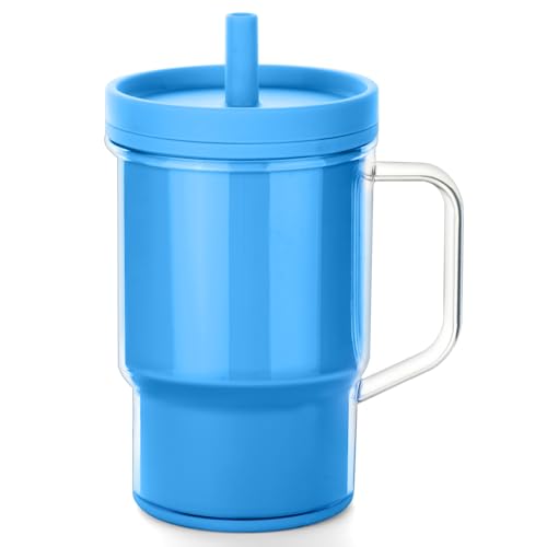 Vicloon Trainer Cup Trinklernbecher ab 6 Monate, 260ml Silikon Kinder Trinkbecher mit Auslaufsichere Strohhalm und Kleinkind-Freundlichen Griff, BPA-frei, Reinigung abnehmbar (Blau) von Vicloon