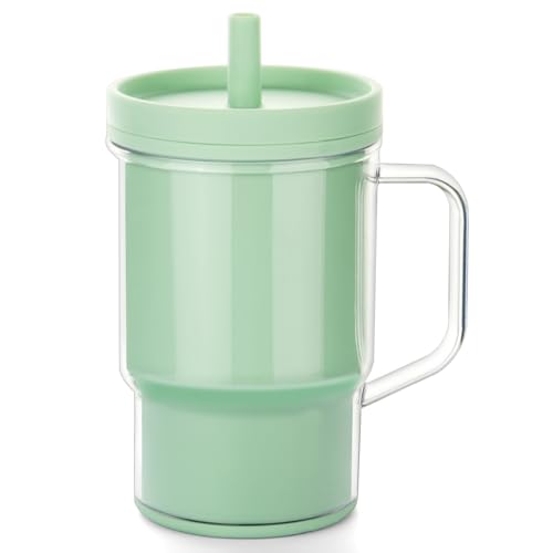 Vicloon Trainer Cup Trinklernbecher ab 6 Monate, 260ml Silikon Kinder Trinkbecher mit Auslaufsichere Strohhalm und Kleinkind-Freundlichen Griff, BPA-frei, Reinigung abnehmbar (Grün) von Vicloon
